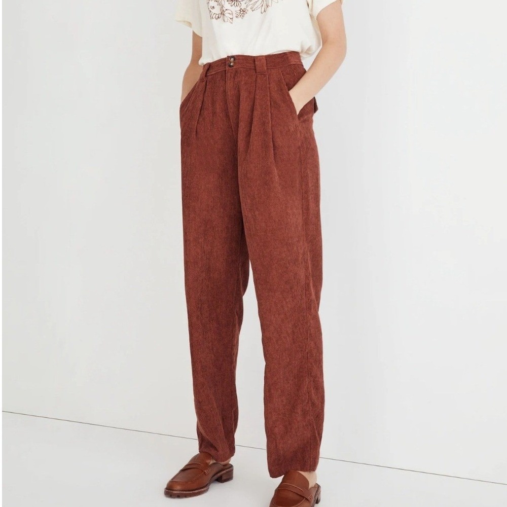 Madewell Corduroy High Rise Tapered Pants Straight Burnt Orange Minimalist 10